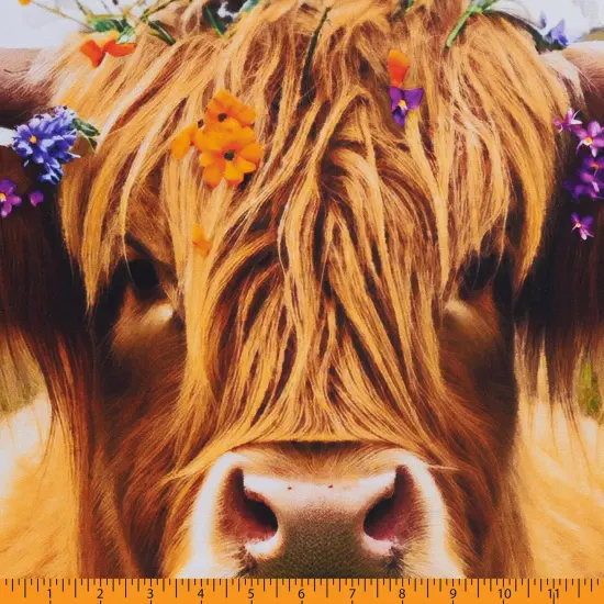 Mook Fabrics Highland Cow Cotton Fabric [45in. Wide] - By The Yard Multi (36" Panel) {2}