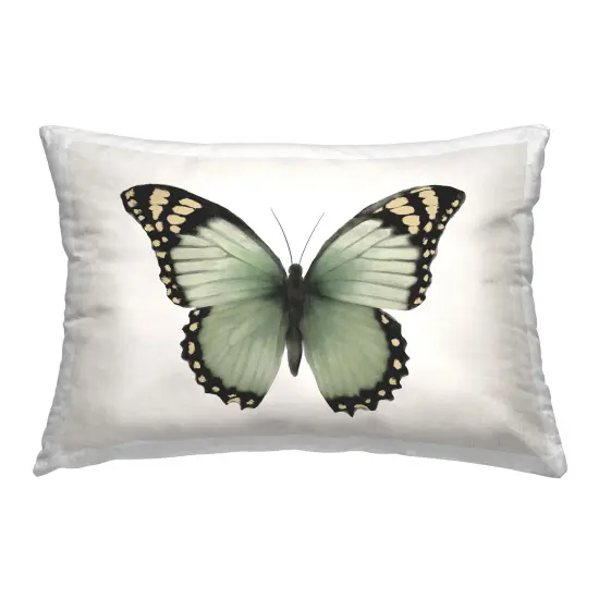 Green Symmetrical Butterfly Decorative Printed Throw Pillow Design by Elizabeth Medley, 14 x 7 x 20 {1}