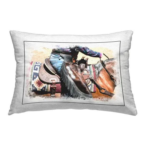 Cowboy with Rustic Border Design by Jerry Cowart Outdoor Printed Pillow  {1}