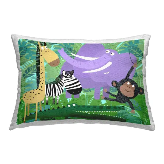 Fun Jungle Animals Design by Carla Daly Outdoor Printed Pillow  {1}