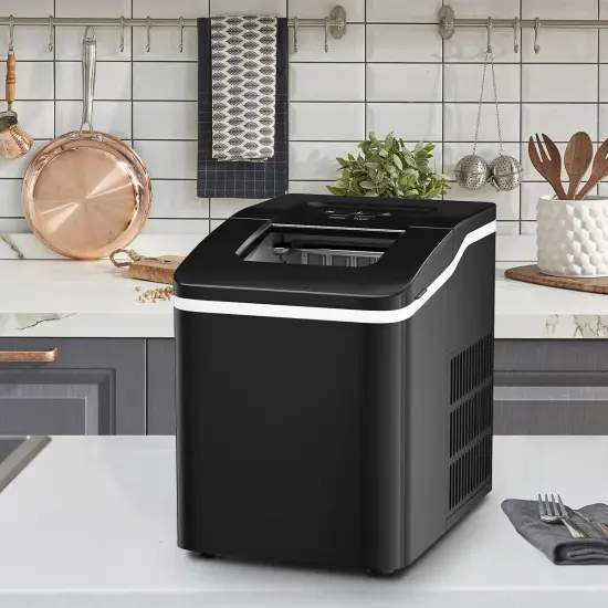 Compact and Portable Countertop Ice Maker Machine with Scoop Black {4}