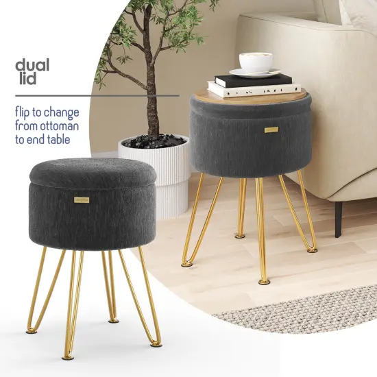 StorageBud Textured Velvet Storage Ottoman with Storage {4}