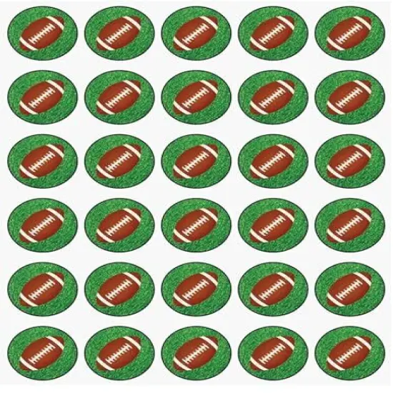 30 x Footballs in Grass Themed Edible Cupcake Toppers | Uncut on Wafer Sheet- Qty 30-1.5&rdquo; each {1}