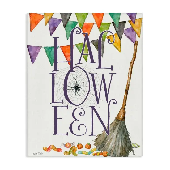 Stupell Industries Spellbound Halloween Broom Canvas, design by Leslie Trimbach {1}