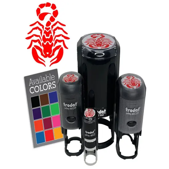 Tribal Scorpion Ready to Strike Self-Inking Rubber Stamp for Crafting Planners Blue {7}