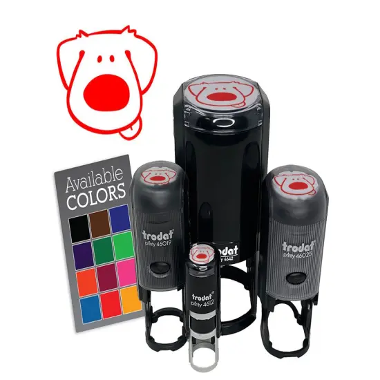 Cute Cartoon Dog Nose Tongue Golden Retriever Puppy Self-Inking Rubber Stamp Brown {7}