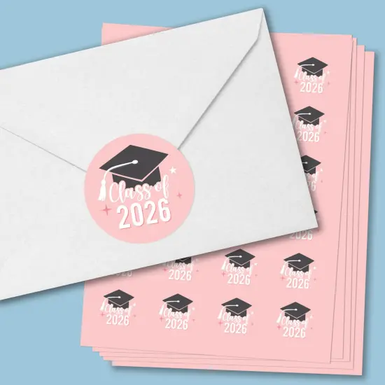 Big Dot of Happiness Class of 2026 Rose Gold Grad Envelope Seal Stickers, Round Circle Stickers to Seal Cards, Graduation Envelope Seals - 120 Count {1}