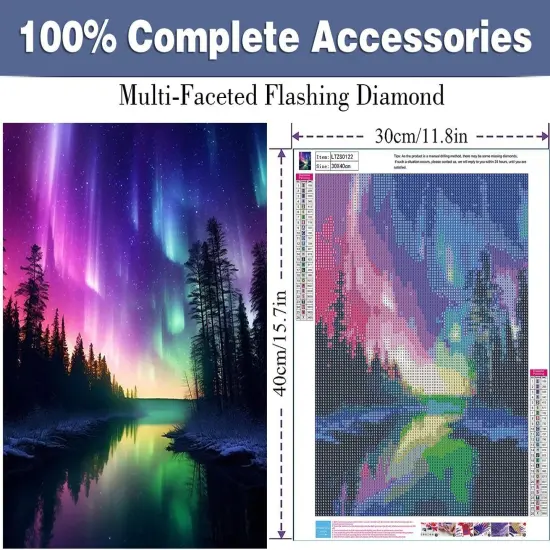 Aurora Diamond Painting Art Kit for Adults Forests Lake Diamond Art Painting for Beginners Full Drill Round Gem Art Painting for Crafts Home Wall Decor Gift 12x16inch {2}