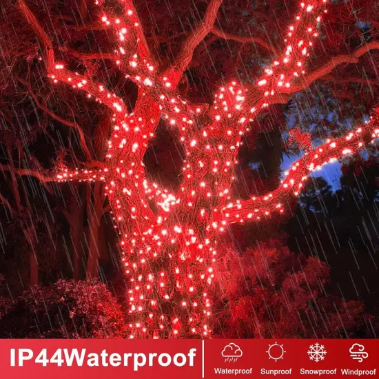 120 LED Red String Lights Outdoor Waterproof, 40ft Red Christmas Lights 8 Modes Clear Wire, Plug in Twinkle Fairy String Lights for Bedroom Christmas Decorations {5}