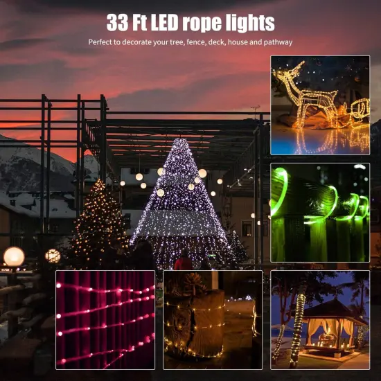 Color Changing Rope Lights Outdoor, String Lights with Plug & Remote, Twinkle String Lights Indoor Bedroom, Waterproof LED Rope Lights for Outside,16 Colors {1}