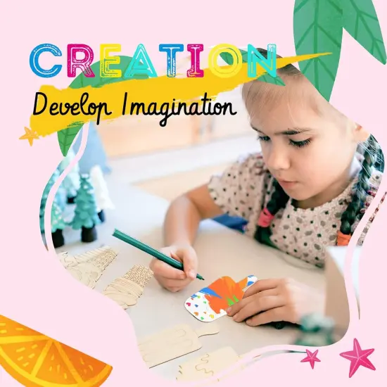 30 Pieces Ice Cream Wood Cutouts Crafts Bulk Color Your Own Ice Cream Cones Unfinished DIY Coloring Wooden Crafts Blank Wood Painting Kits for Summer {2}