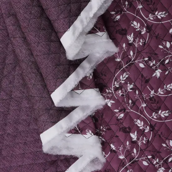 Mook Fabrics Double Faced Quilted Cotton Fabric [43 in. Wide] - By The Yard Floral Italian Plum {4}