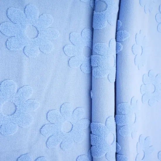 1 Yard Daisy Floral Towel Jacquard Knit Fabric 250 GSM, 58/60&Prime; Wide Polyester Spandex Blend SAGE {4}