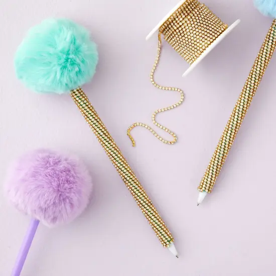 11 Yards Rhinestone Chain, Gold Trim String for DIY Jewelry Making, Crafts, Shoe Charms (2mm Wide) {3}