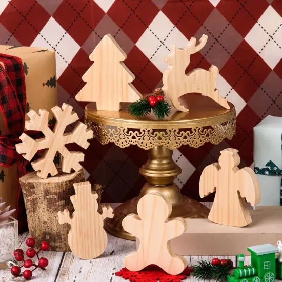 12 Pcs Unfinished Christmas Wooden Cutouts {2}
