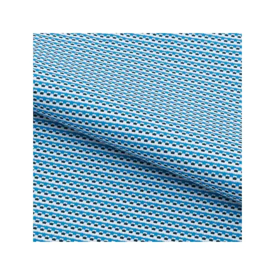 1 Yard Bit Squared Printed On Recycled Spandex Fabric Blue/White {4}