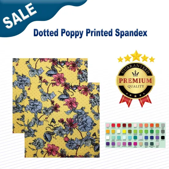 1 Yard Dotted Poppy Printed Spandex Fabric {2}