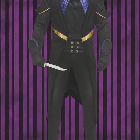 6 Feets Adults Masquerade Ghost Killer Costume with Hood and Gold Mask {6}