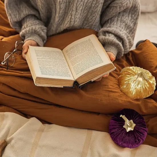 6PCS Velvet Stuffed Pumpkins Fabric Artificial {3}