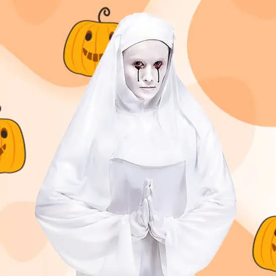 Adult Ghost Nun White Horror Habit Costume Accessory {4}