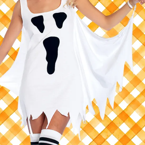 Women's Jersey Ghost Costume Dress for Halloween {3}