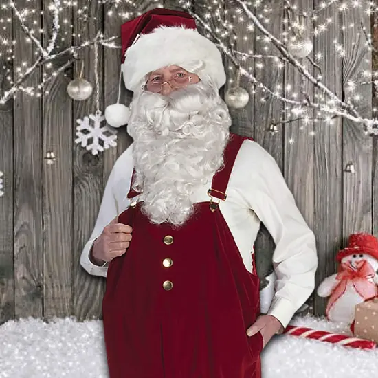 Burgundy Velvet Santa Overalls with Decorative Buckles, XL Size Christmas Costume Piece {3}