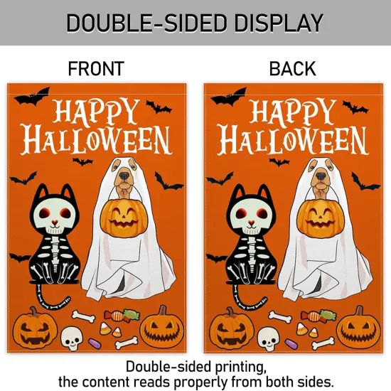 Halloween Ghost Dog Garden Yard Flag 12x18 Inch(Orange) {1}