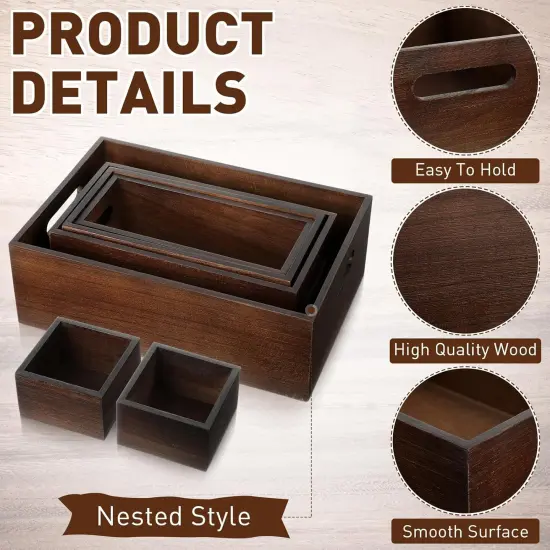 Set of 6 Wood Storage Boxes with Handles {4}