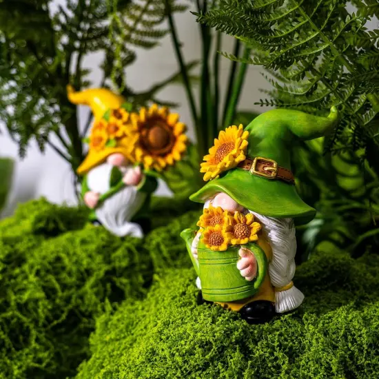 2PCS Sunflower Gnomes Decor,Dynamic Green Wonderland Journey Spring Gnome Swedish Tomte Elf Dwarf Figurines Summer Gnome Indoor Home Decor Gnomes Gifts for Women {5}