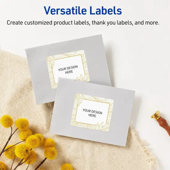 Avery Printable Rectangle Labels with Sure Feed Technology, Pre-Printed Gold Florals, Matte White, 4" x 3-1/3", Laser & Inkjet Compatible, 40 Total, Great for Branding, Marketing, and Events {6}