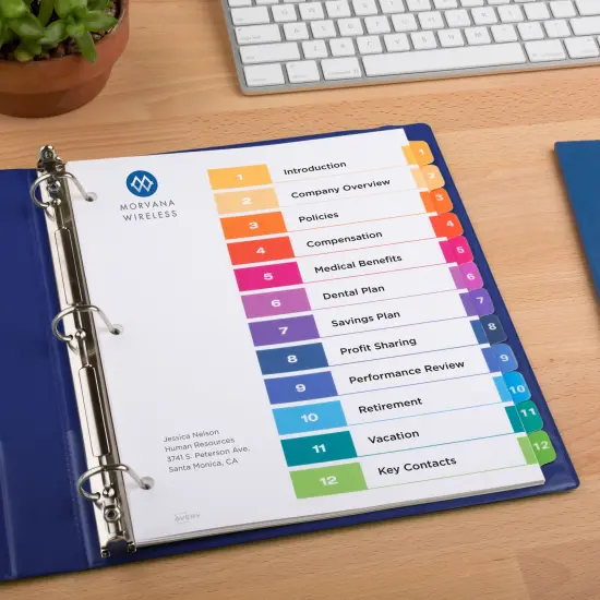 Avery Dividers for 3 Ring Binders, 12 Tabs per Set, Customizable Table of Contents, Multicolor Tabs (3 Sets of 11073) {6}