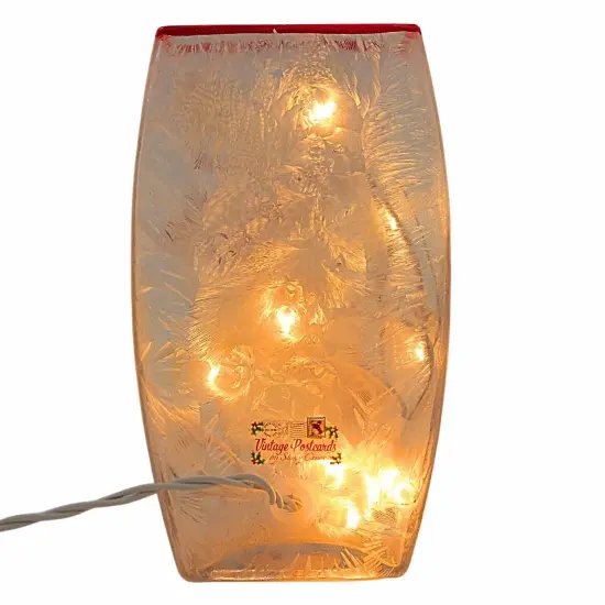 Stony Creek 7.75 In Vintage Postcard Med Vase Christmas Lighted Glass Accent , Christmas Decor Pre-Lit Electric Christmas SNOWMAN {2}