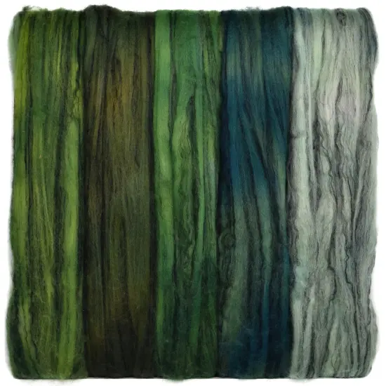 5oz Merino Tencel, Hand Dyed: Soft Lustrous Wool Combed Top Roving for Spinning, Felting, Weaving, and Textiles. Greenery {1}