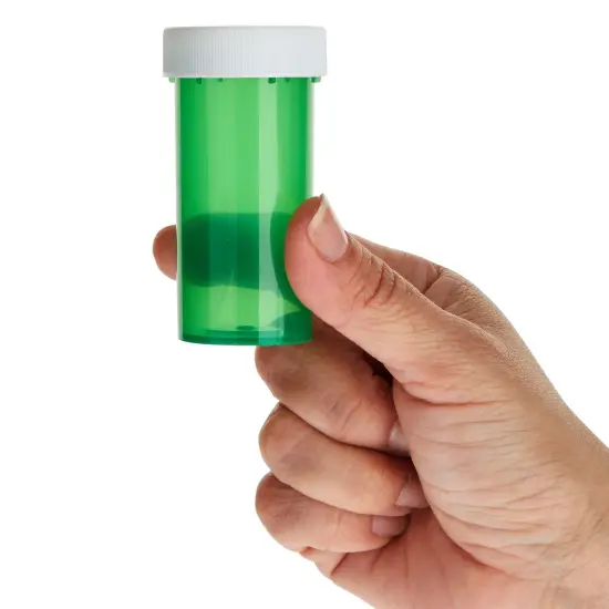 250 Pack Empty Pill Bottles with Caps, Plastic 13 Dram Medicine Vials for Prescription Medication, Supplements (Green Bottles, White Lids) {4}