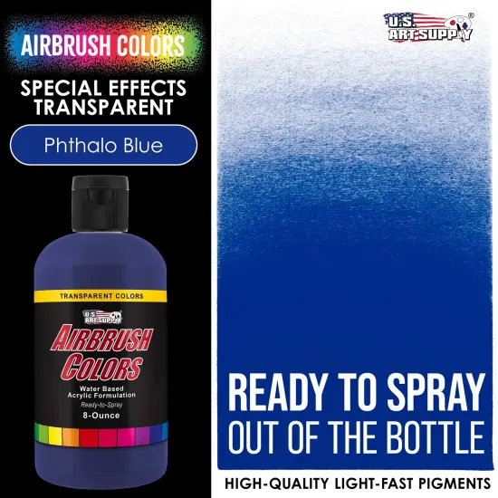 Phthalo Blue, Transparent Acrylic Airbrush Paint, 8 oz. {2}