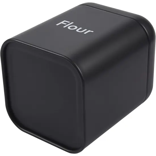 Set of 2 Black Flour and Sugar Canisters for Kitchen, Iron Containers for Storage (40 oz, 4.5 x 6 In) {6}