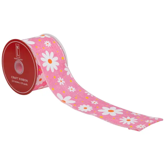 Northlight Pink and White Floral Spring Easter Wired Craft Ribbon 2.5" x 10 Yards {7}