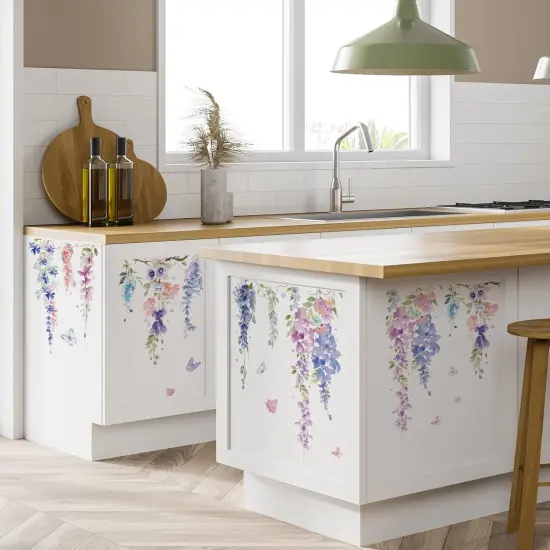 6 Pcs Flowers Wall Decals Stickers Vinyl Removable Peel and Stick Colorful Dragonflies Floral Wall Murals Decor for Bedroom Living Room Nursery(Elegant) {4}