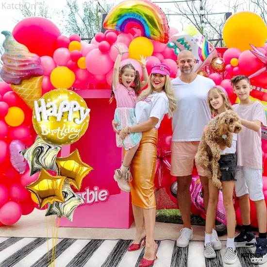 Gold Happy Birthday Balloon Set - 23 Inch, Big, Pack of 5 | Happy Birthday Mylar Balloons, Golden Birthday Balloons | Gold Star Balloons, Gold Foil Balloons | Black And Gold Party Decorations {2}