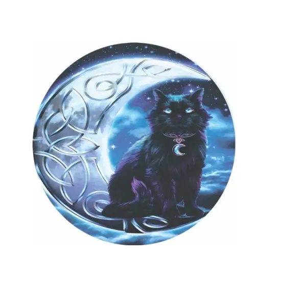 Black Cat with Celtic Runes Ceramic Car Coaster Set for Women Man 2.56" (2 Pack) {1}