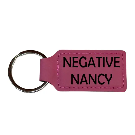Keychain - Rectangle - Negative Nancy - Leather Rustic/Gold {2}