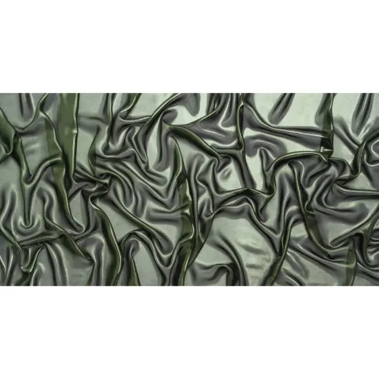 1 Yard Green & Black Metallic Chiffon Lightweight Polyester Sheer Fabric, 60" Wide {3}