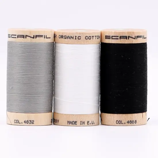 30wt Organic Pima Cotton Thread Trio Set 3ct Achromatic 300 Yards Spools {4}