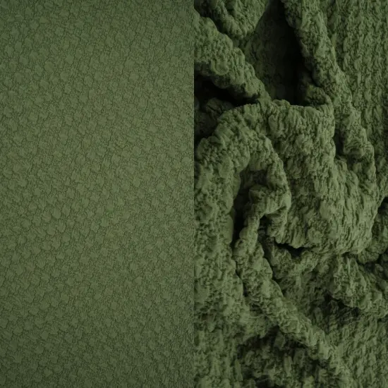 1 Yard Cauliflower Jacquard Knit Fabric, 59/60&Prime; Wide Polyester Spandex Blend OLIVE VINTAGE {1}