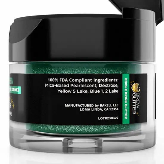 Brew Glitter - Dark Green Edible Drink Glitter (4g, x1 Flip-Cap Jar) for Beer, Cocktails and Beverages {6}