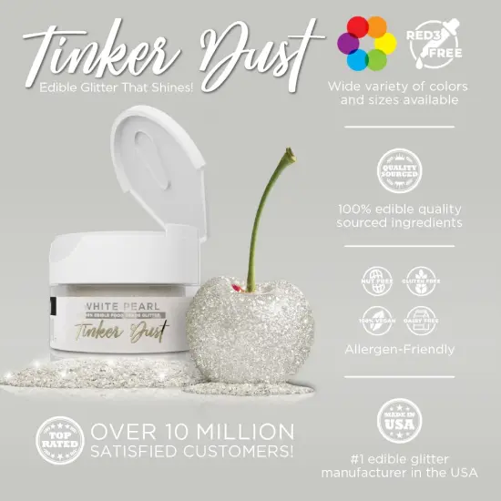 Bakell - White Pearl Tinker Dust (5g, 1x Jar) Edible Glitter for Food, Desserts, and Beverages! {2}