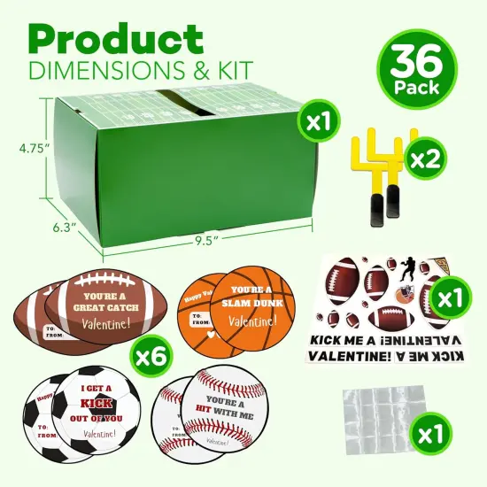 4E's Novelty DIY Football Valentine Mailbox Kit with 36 Sport Valentine Cards for Kids, Valentines Mailbox Kit for Boys & Girls, Classroom Mailbox & School Party {4}