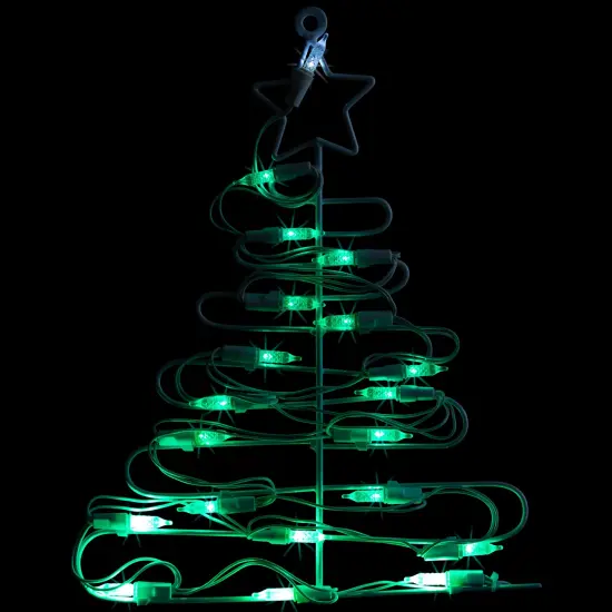 Northlight LED Lighted Christmas Tree Window Silhouette Decoration - 12.5" - Green Lights White {1}