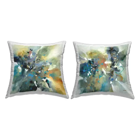 Energetic Splash Abstraction 2 PC Outdoor Printed Pillow Set Design by K. Nari, 18 x 7 x 18 {1}
