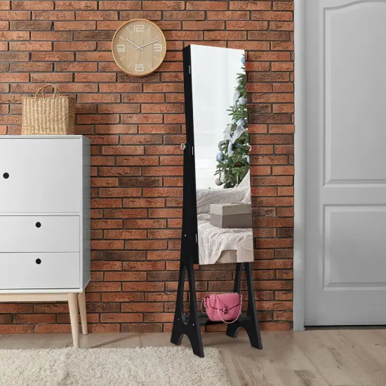 Costway LED Jewelry Cabinet Organizer Bevel Edge Mirrored Standing {2}